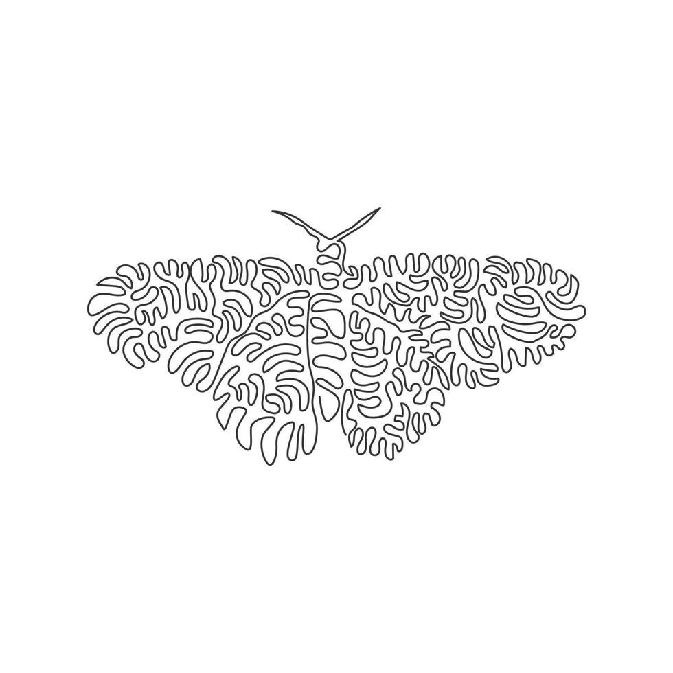 curva continua dibujo de una línea de cuatro lindas alas de mariposa curva arte abstracto. ilustración de vector de trazo editable de una sola línea de mariposas adorables para logotipo, decoración de pared y decoración de impresión de póster