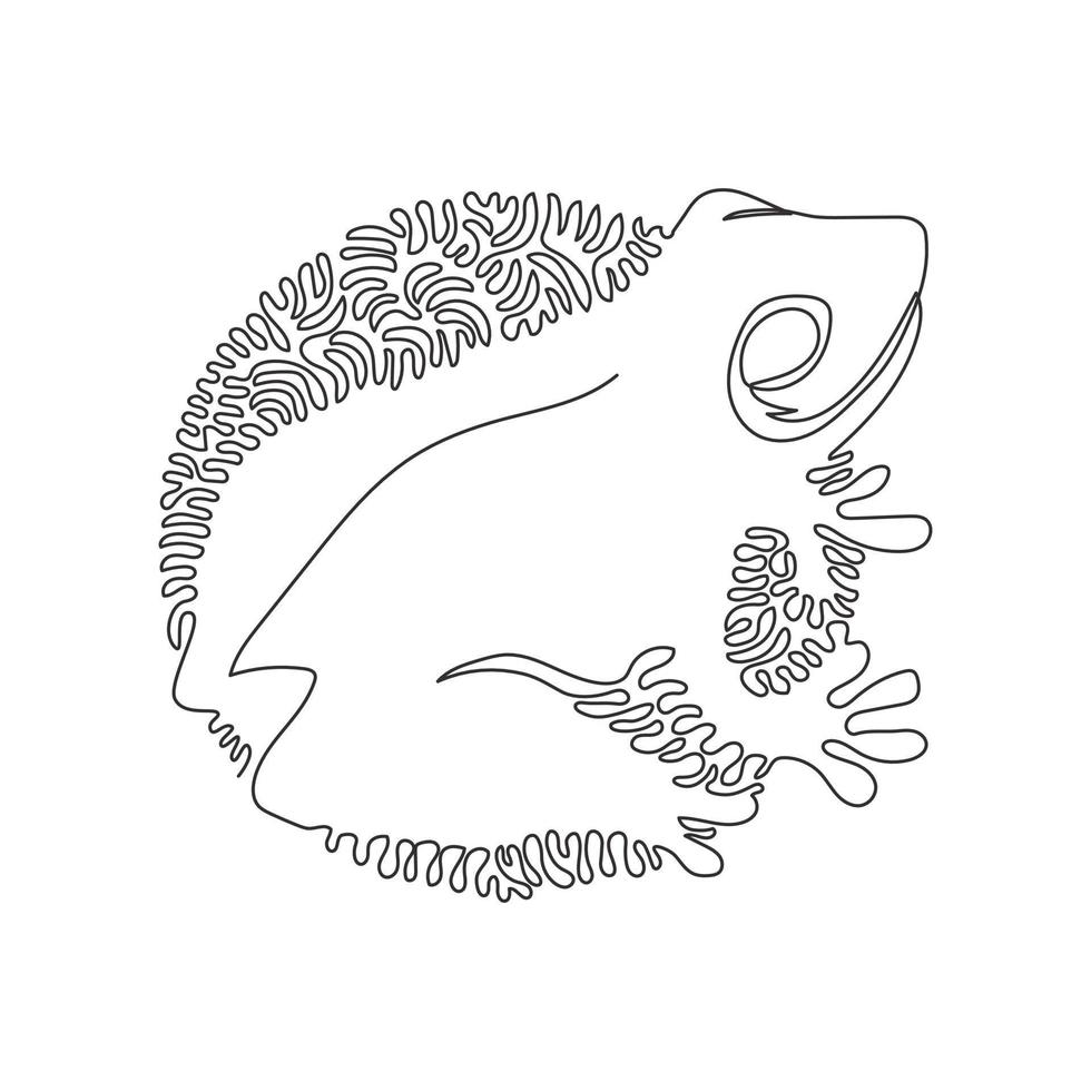 dibujo continuo de una línea curva de arte abstracto de rana divertida en círculo. ilustración de vector de trazo editable de una sola línea de animal doméstico amigable para logotipo, decoración de pared y decoración de impresión de póster