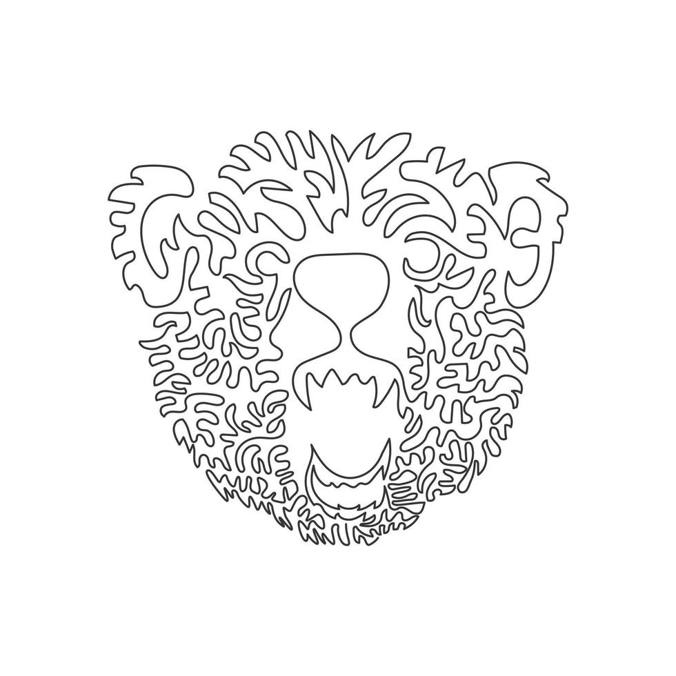 Single one line drawing of ferocious bear abstract art. Continuous line draw graphic design vector illustration of aggressive mammals for icon, symbol, company logo, poster wall decor