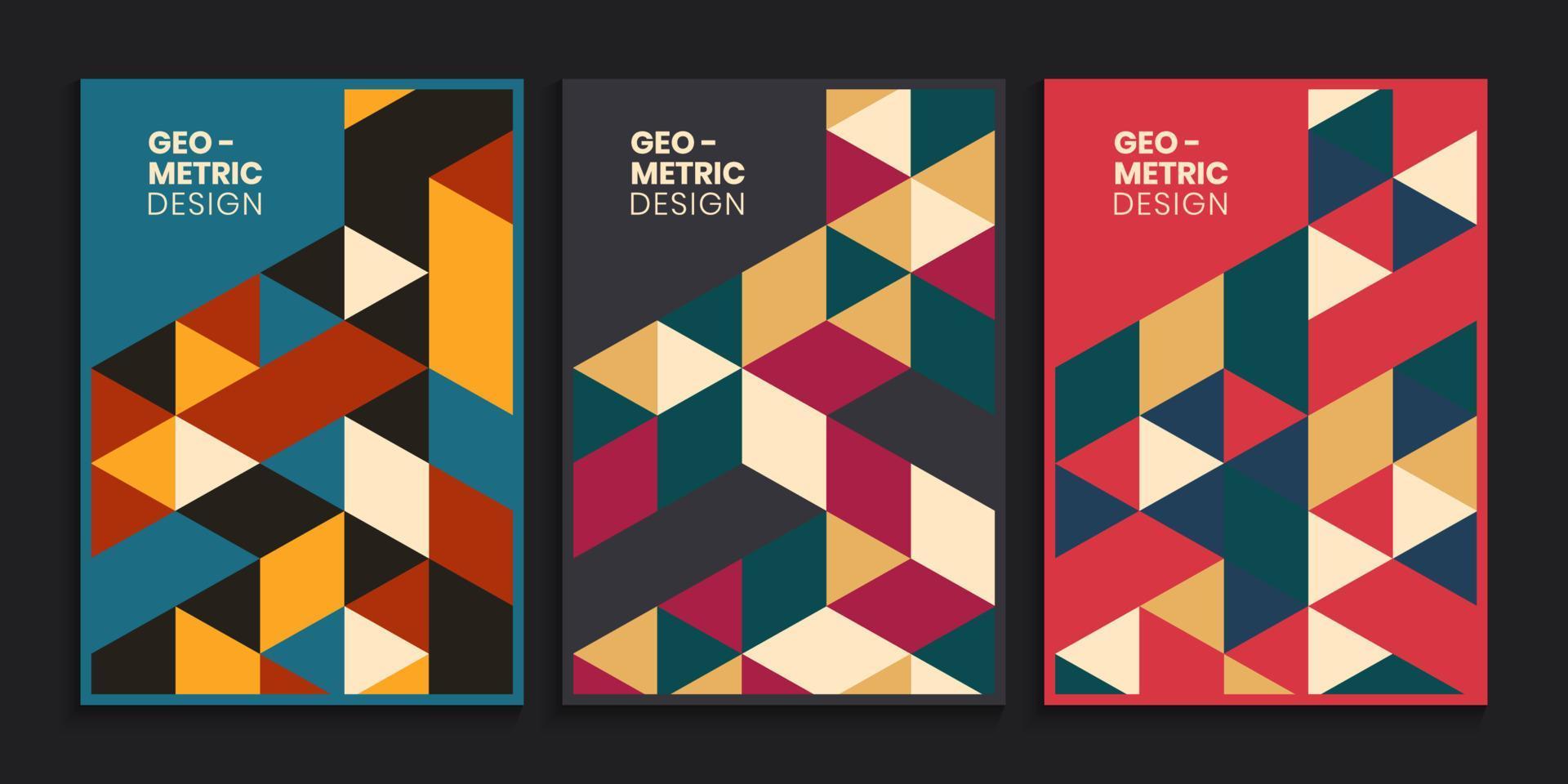 Book cover in retro colors with geometric triangles vector