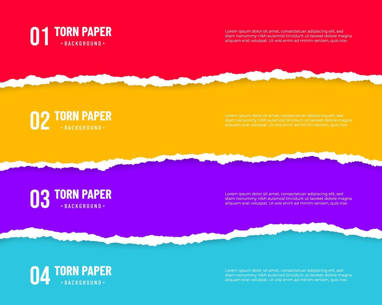 Colorful torn paper sheets with soft shadow on transparent background vector