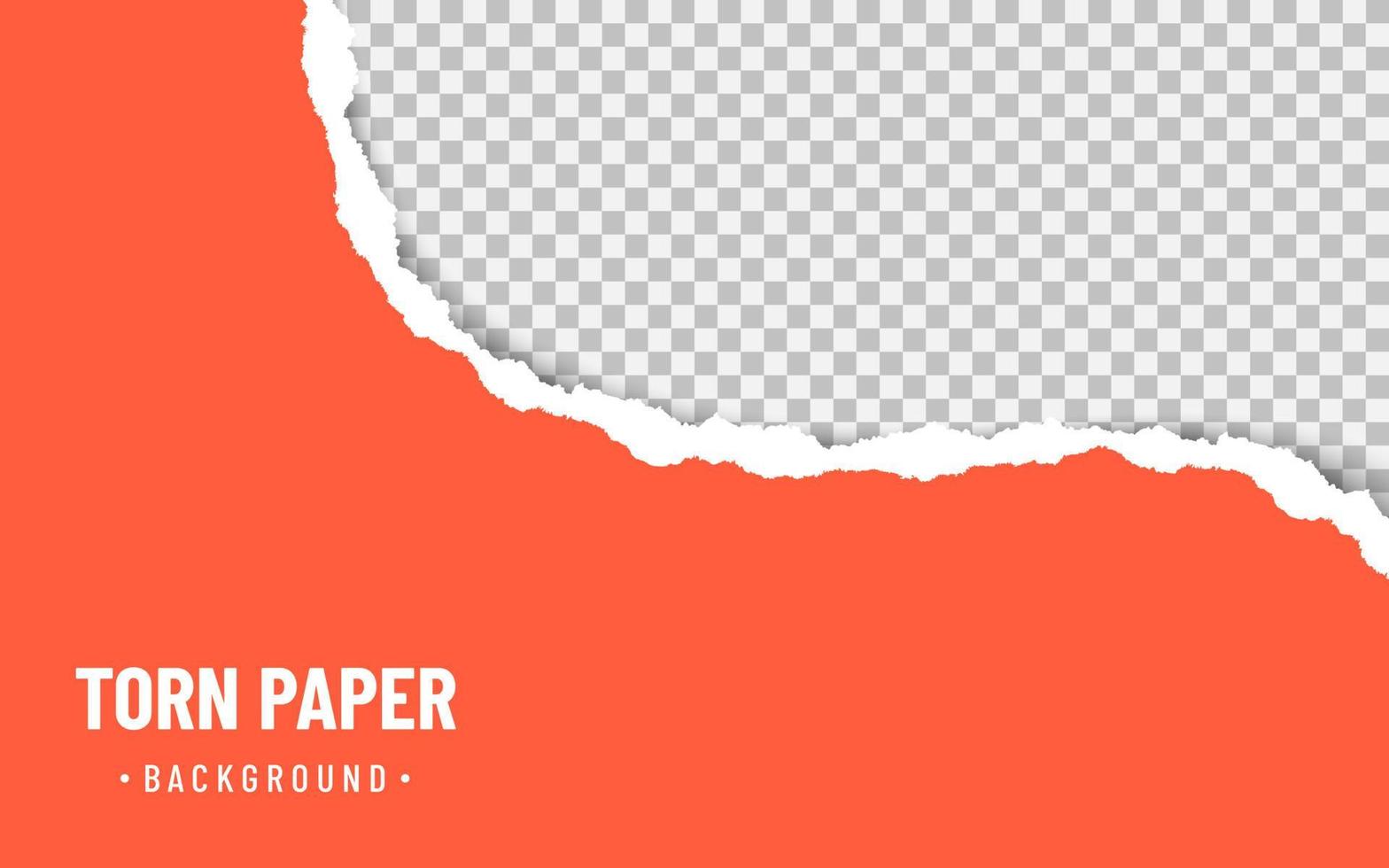 Orange torn paper with soft shadow on transparent background vector