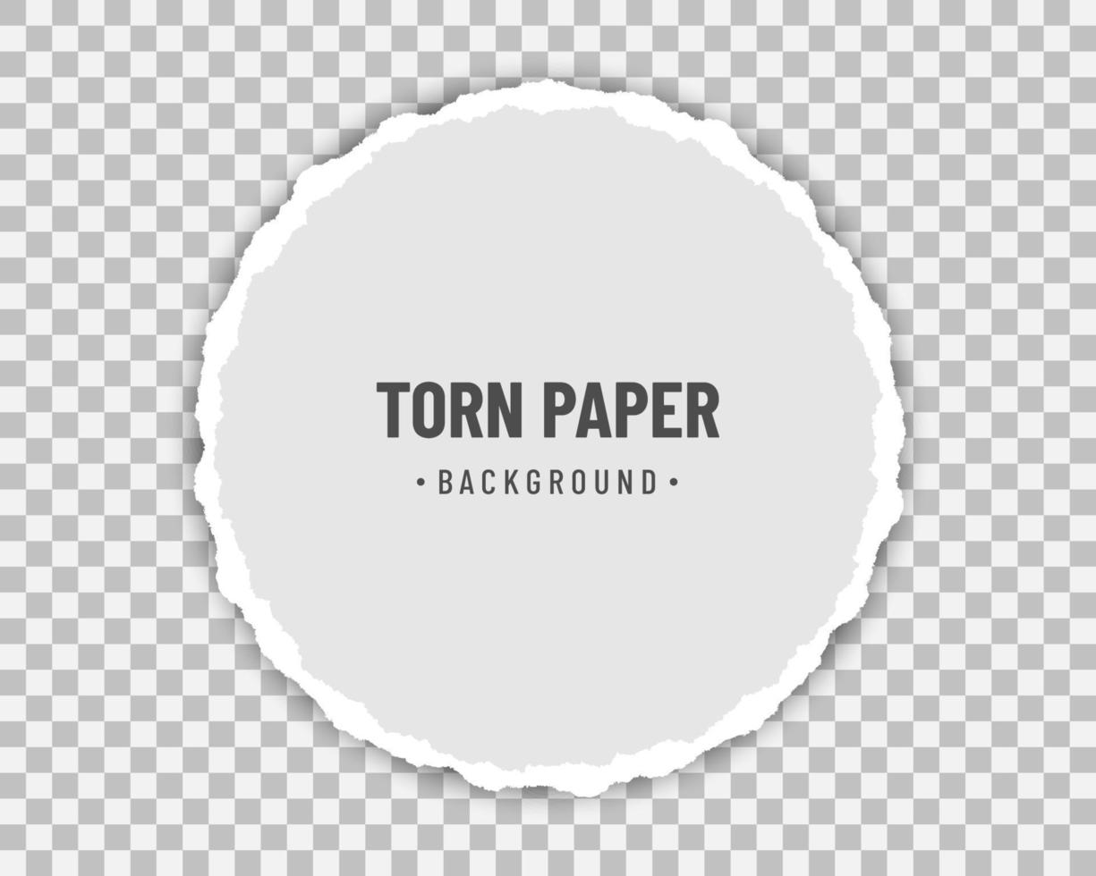 Round piece of torn white paper with soft shadow on transparent background vector