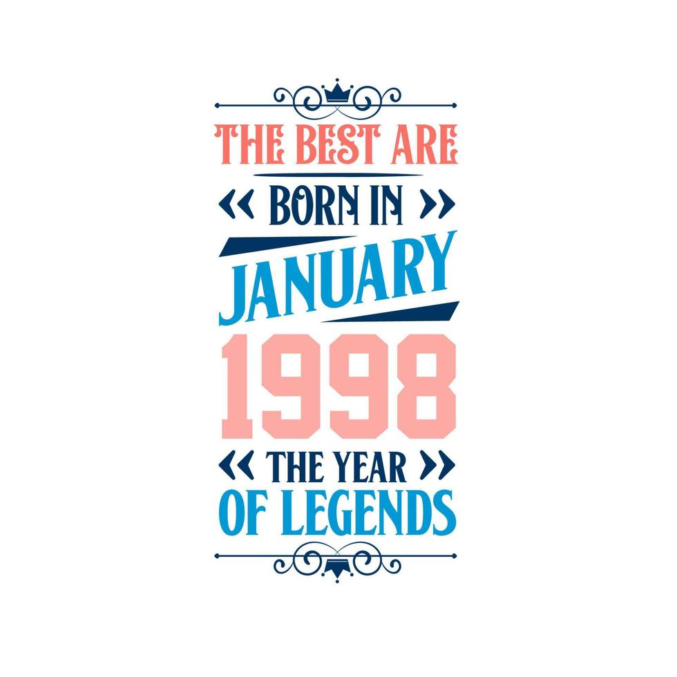 Best are born in January 1998. Born in January 1998 the legend Birthday vector