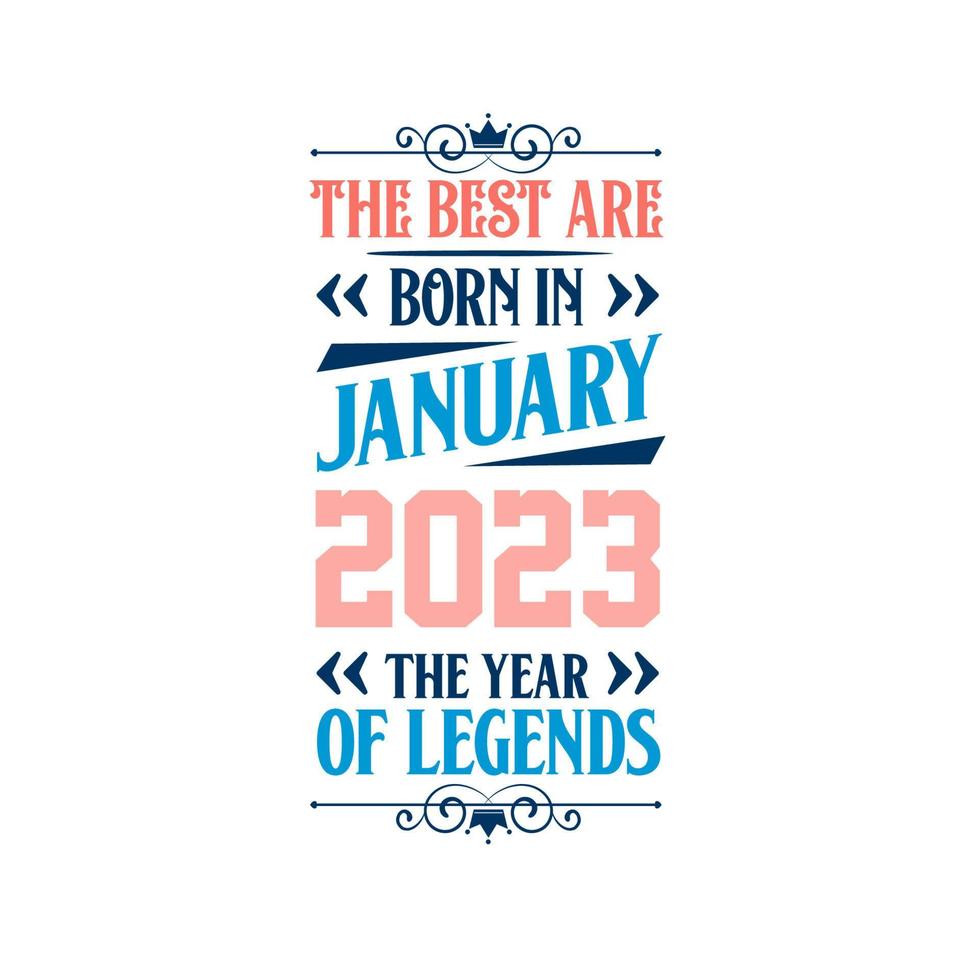 Best are born in January 2023. Born in January 2023 the legend Birthday vector