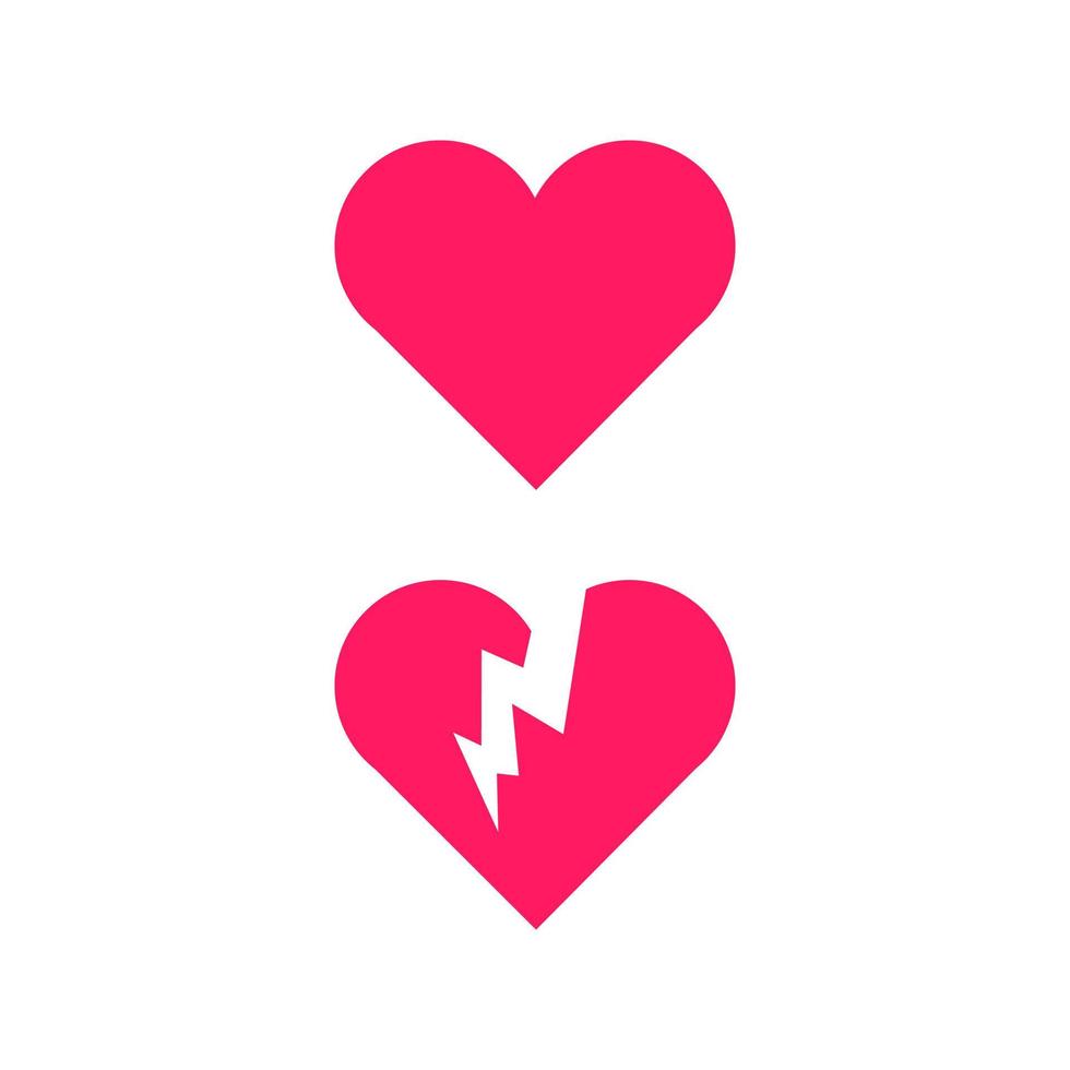 corazón roto día de san valentín amante pareja feliz icono signo símbolo diseño vector