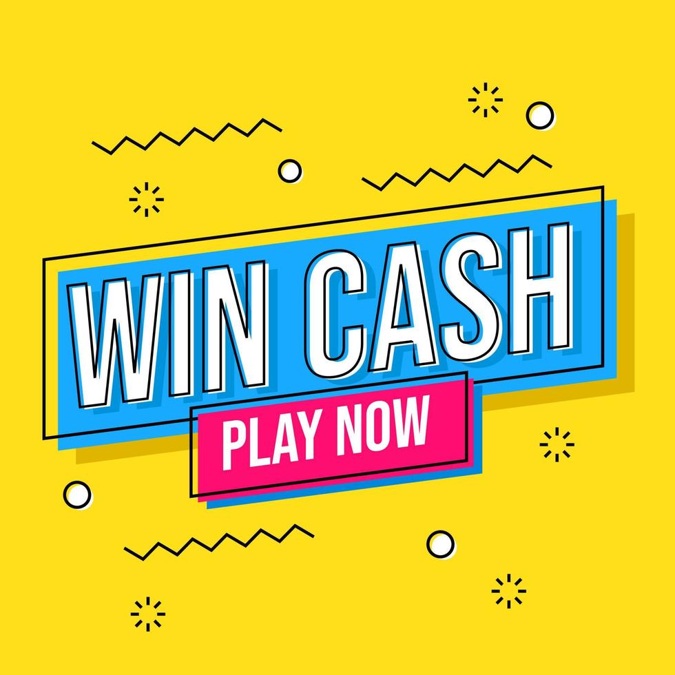 Play Now Online Games Win Cash Contest Dollars Banner Template Design Vector