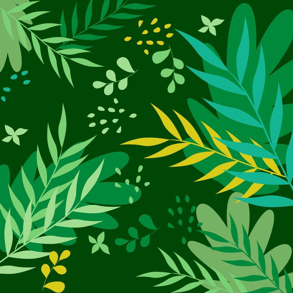 Exotic Leaves Plants Green Pattern Background Banner Template Design Vector