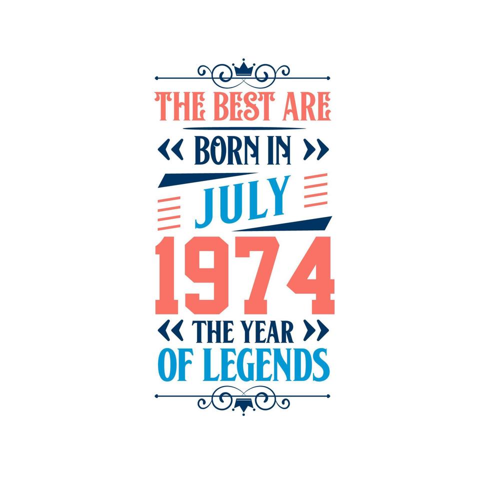 Best are born in July 1974. Born in July 1974 the legend Birthday vector