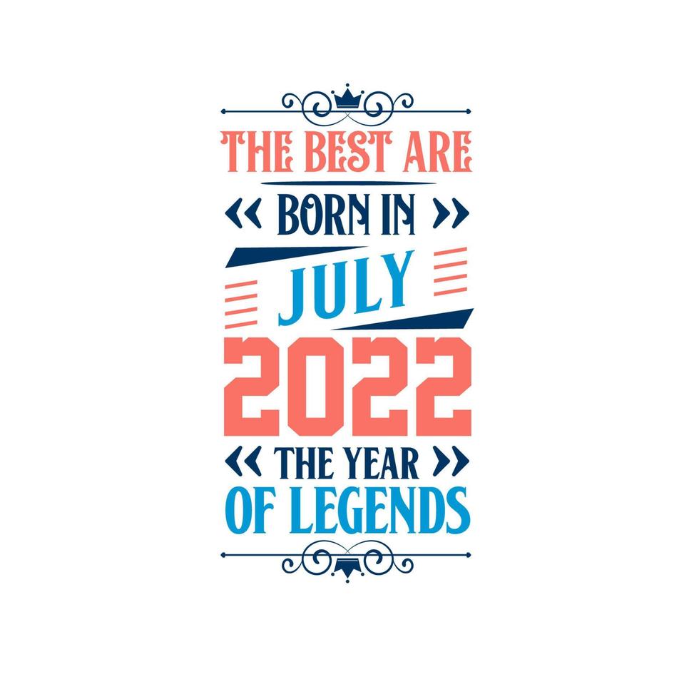 Best are born in July 2022. Born in July 2022 the legend Birthday vector