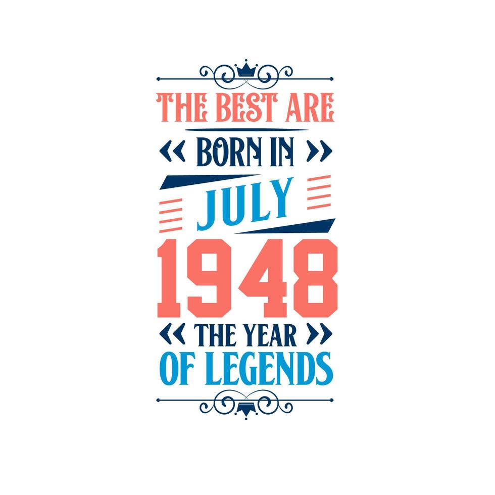 Best are born in July 1948. Born in July 1948 the legend Birthday vector