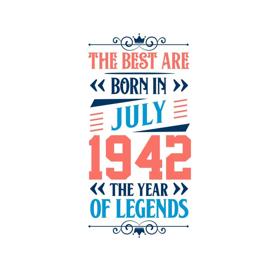 Best are born in July 1942. Born in July 1942 the legend Birthday vector