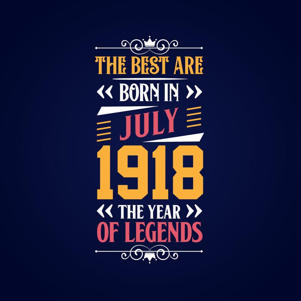 Best are born in July 1918. Born in July 1918 the legend Birthday vector