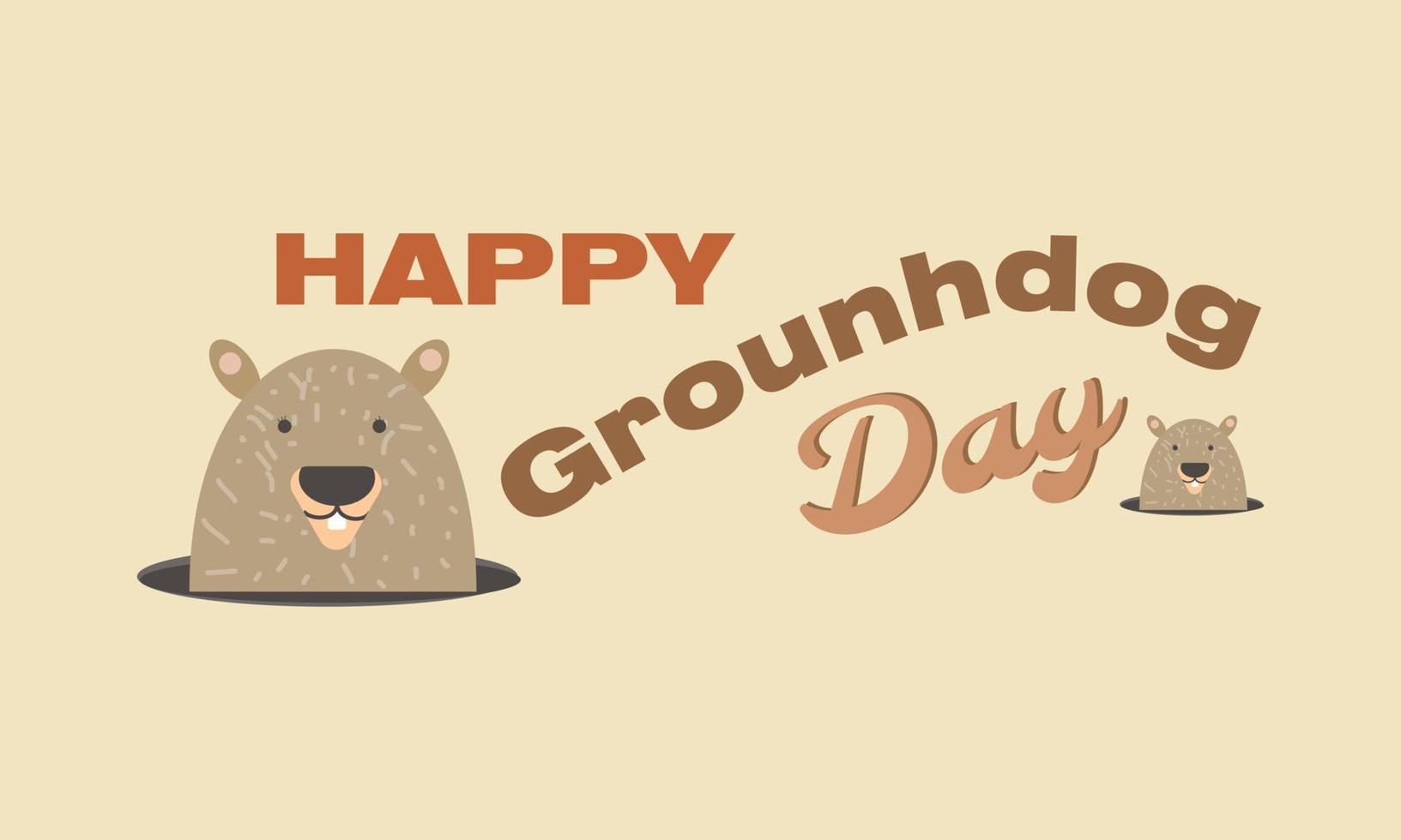 Happy Groundhog Day design with cute groundhog vector