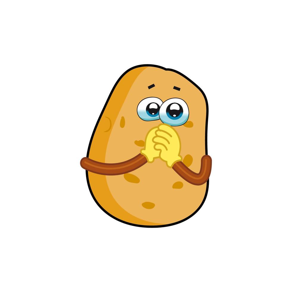 vector cartoon potato potato mascot, smile, happy, cute. vector illustration.