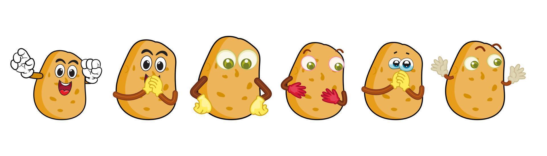 vector cartoon potato potato mascot, smile, happy, cute. vector illustration.