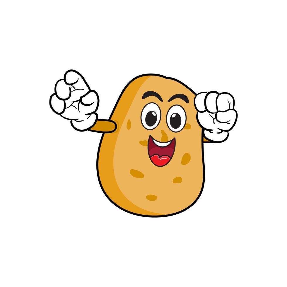 vector cartoon potato potato mascot, smile, happy, cute. vector illustration.