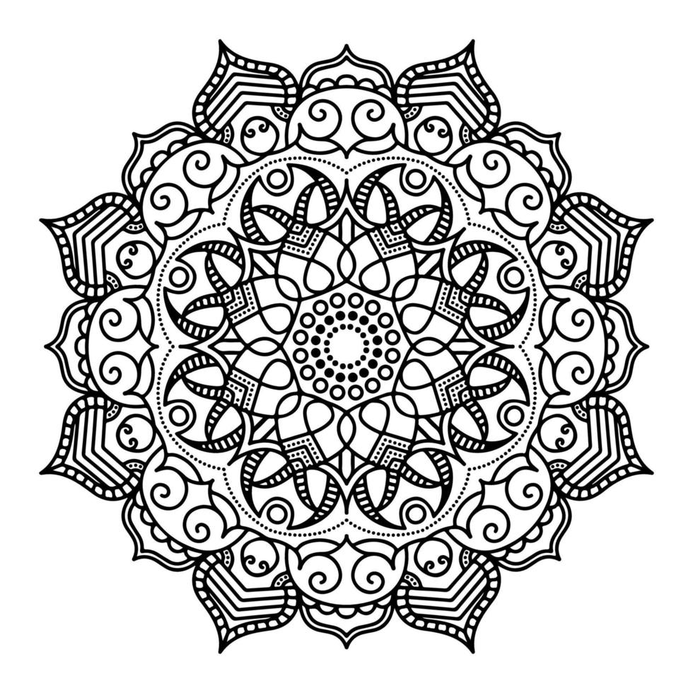 Mandala flower. Circular pattern in form of mandala for Henna, Mehndi, tattoo, decoration. Eastern drawing, idea for coloring. vector