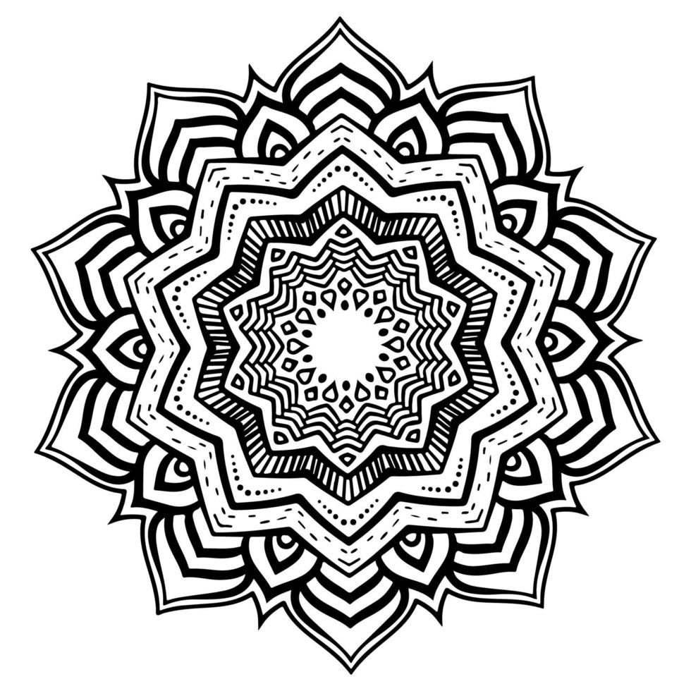 flor de mándala. patrón circular en forma de mandala para henna, mehndi, tatuaje, decoración. dibujo oriental, idea para colorear. vector