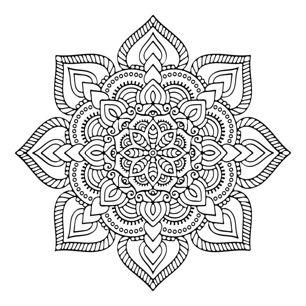 flor de mándala. patrón circular en forma de mandala para henna, mehndi, tatuaje, decoración. dibujo oriental, idea para colorear. vector