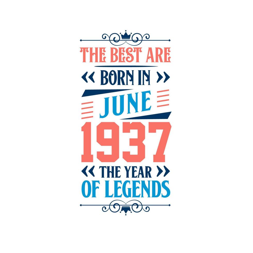 Best are born in June 1937. Born in June 1937 the legend Birthday vector
