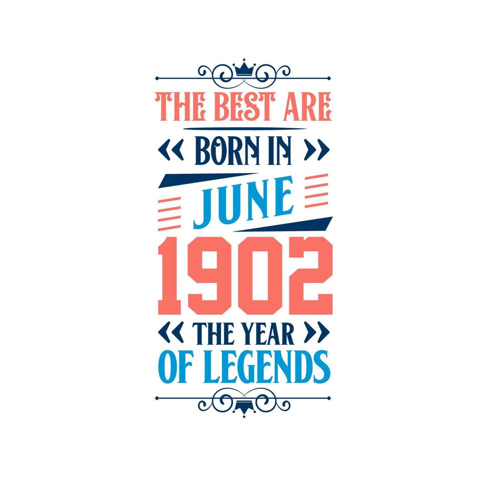 Best are born in June 1902. Born in June 1902 the legend Birthday vector