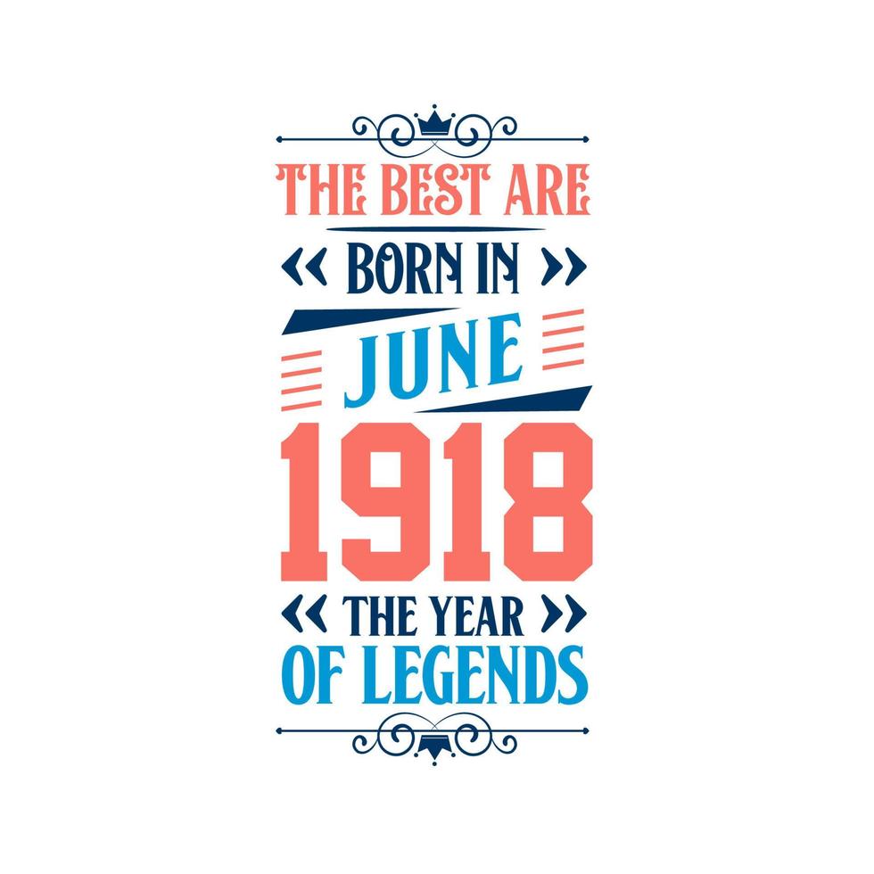 mejor nacen en junio de 1918. nacido en junio de 1918 la leyenda cumpleaños vector