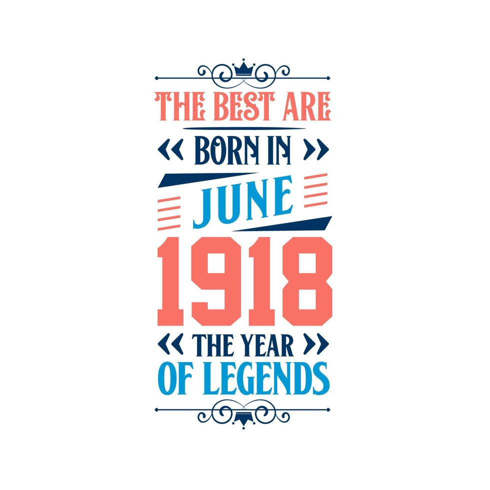 Best are born in June 1918. Born in June 1918 the legend Birthday vector