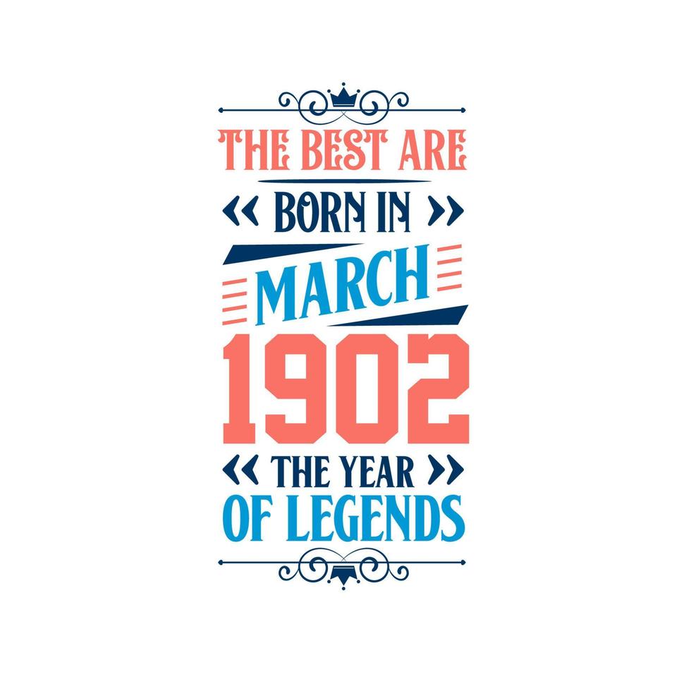 Best are born in March 1902. Born in March 1902 the legend Birthday vector