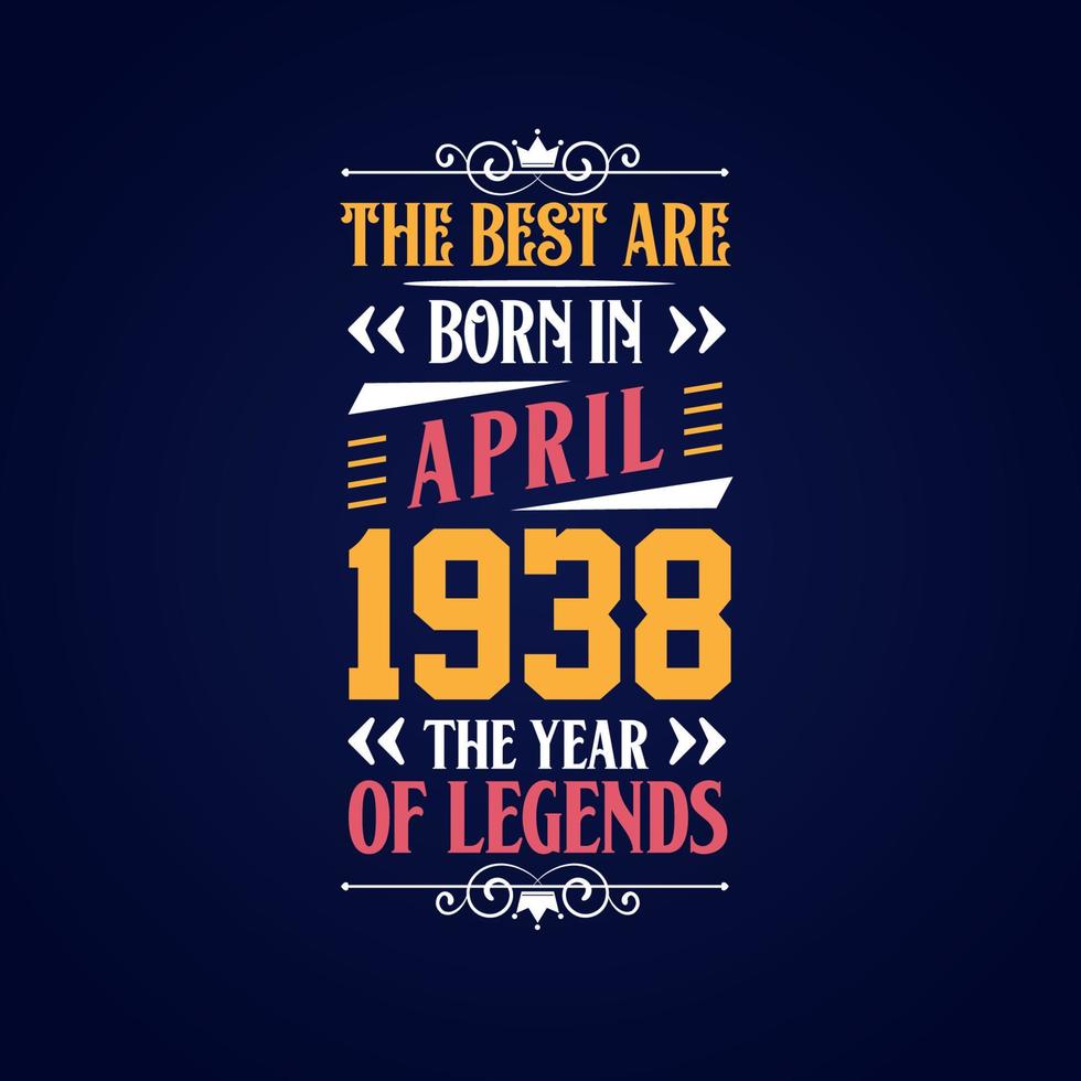 Best are born in April 1938. Born in April 1938 the legend Birthday vector