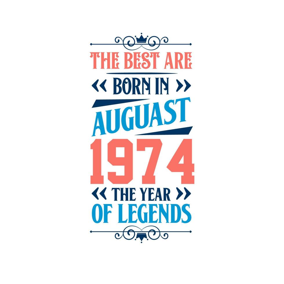 Best are born in August 1974. Born in August 1974 the legend Birthday vector