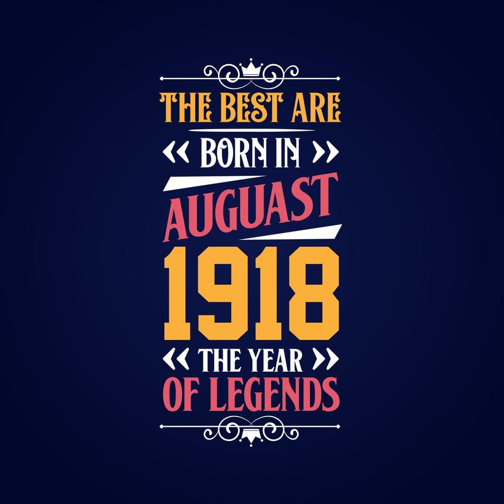Best are born in August 1918. Born in August 1918 the legend Birthday vector