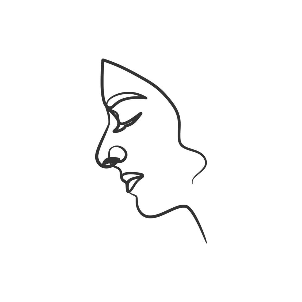 Woman face continuous line drawing vector