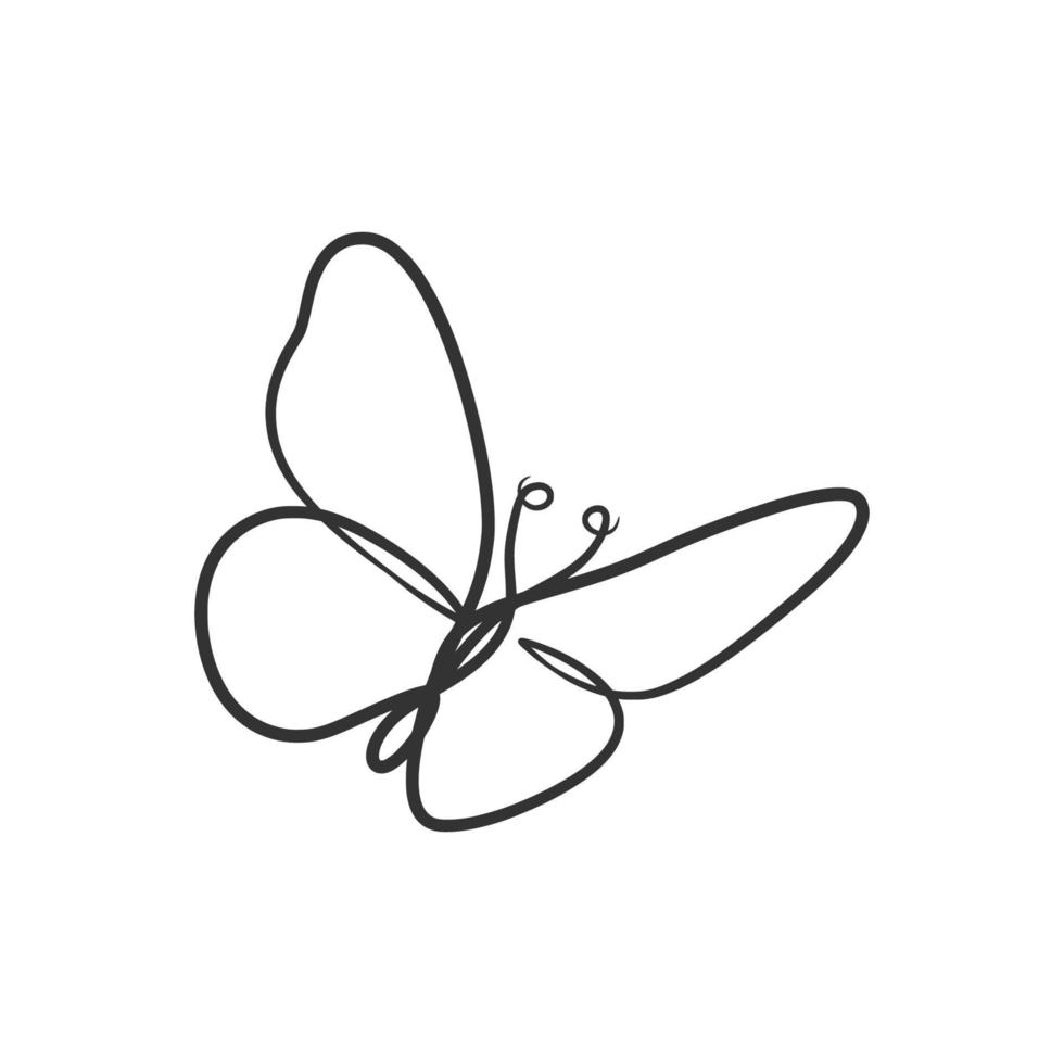 dibujo de arte de línea continua de mariposa vector