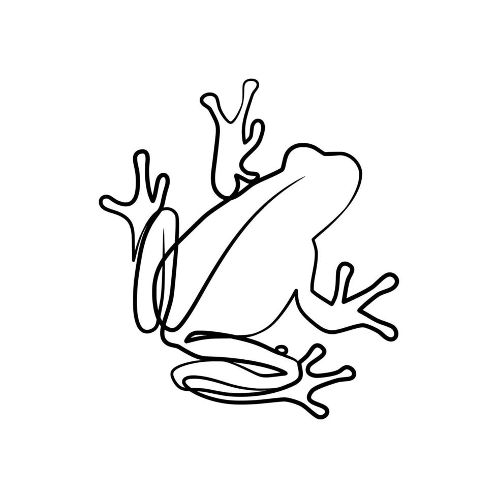 Frog continuous one line art drawing vector