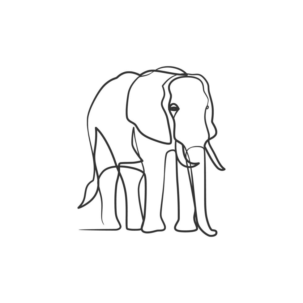 Elephant in continuous one line art drawing vector