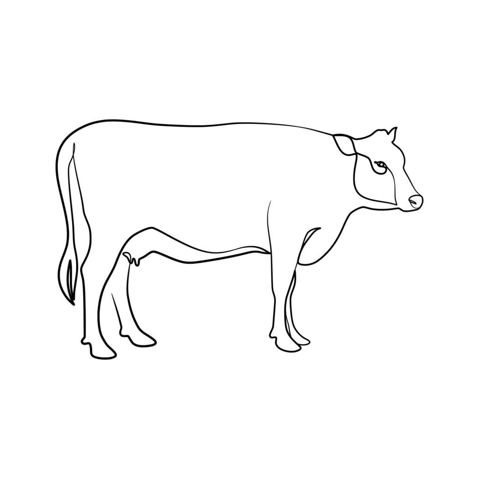 diseño de arte de línea continua de vaca vector