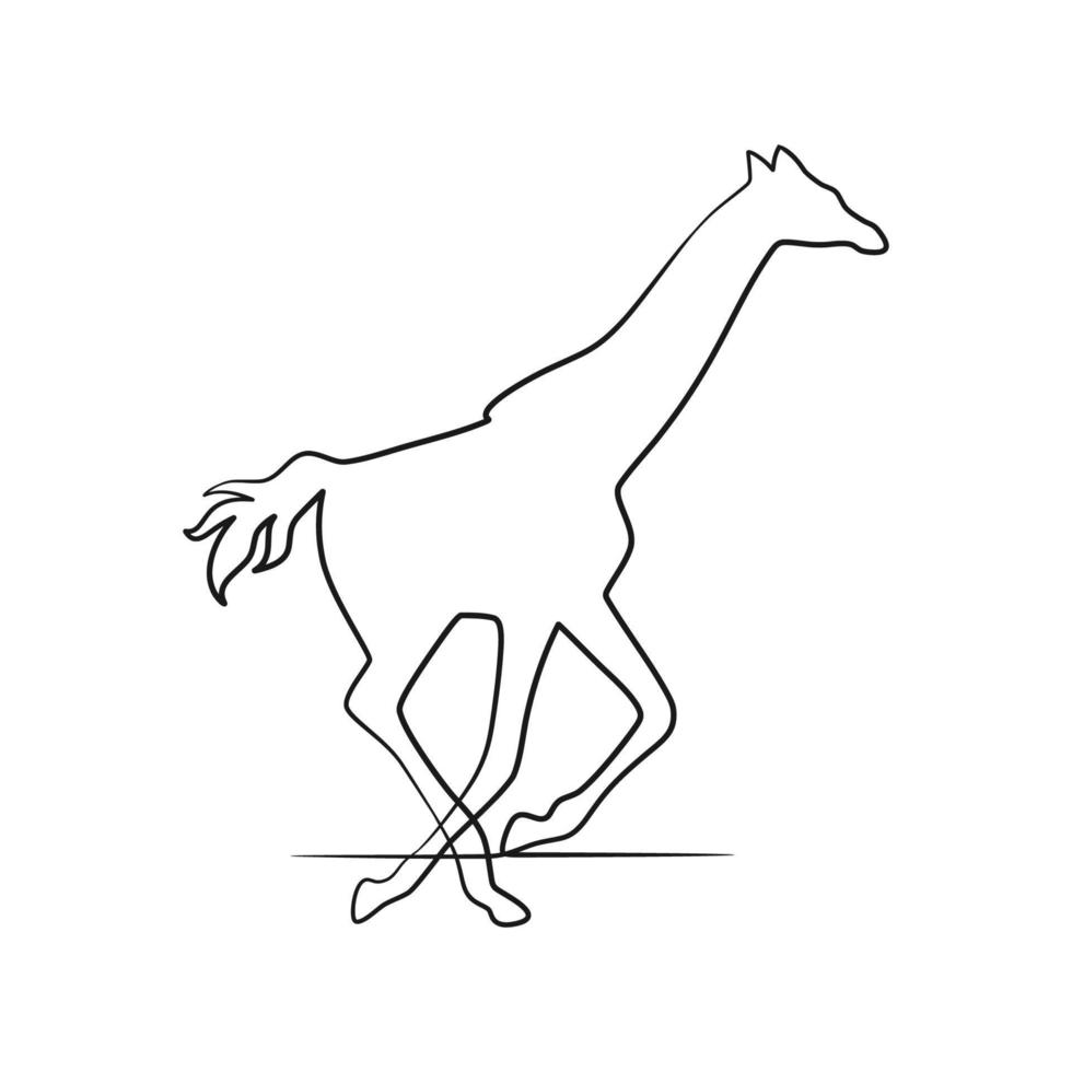 Giraffe continuous one line art design vector