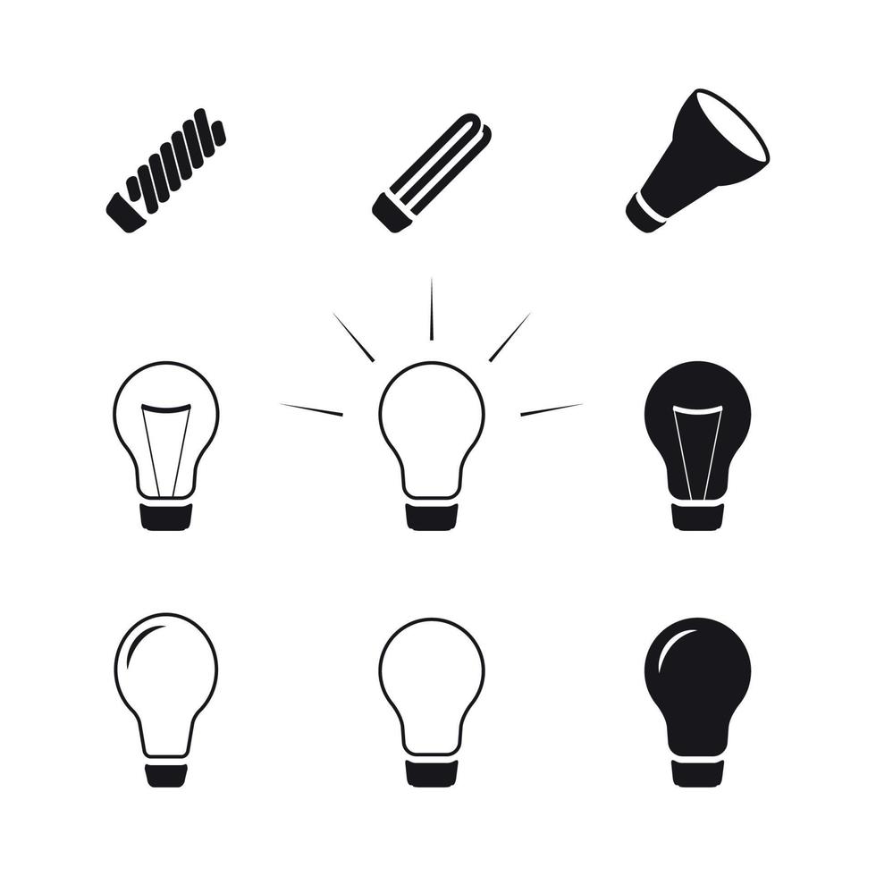 conjunto de iconos aislados en un tema de bombillas vector