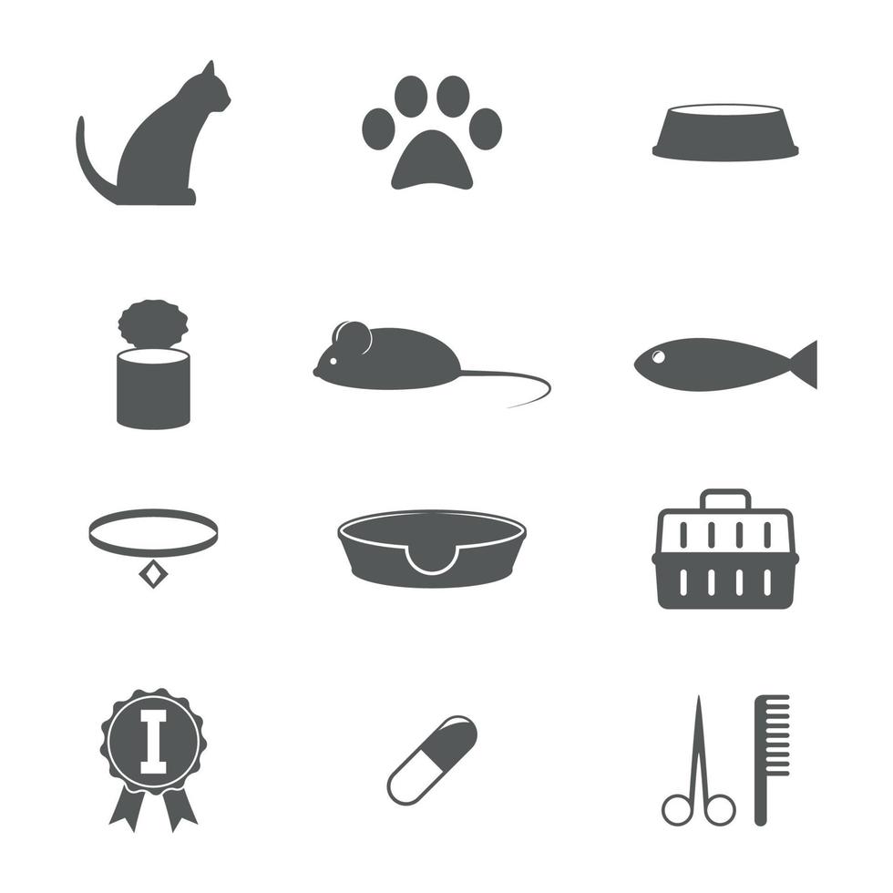 Set of icons on a theme Cats, silhouette, isolated vector