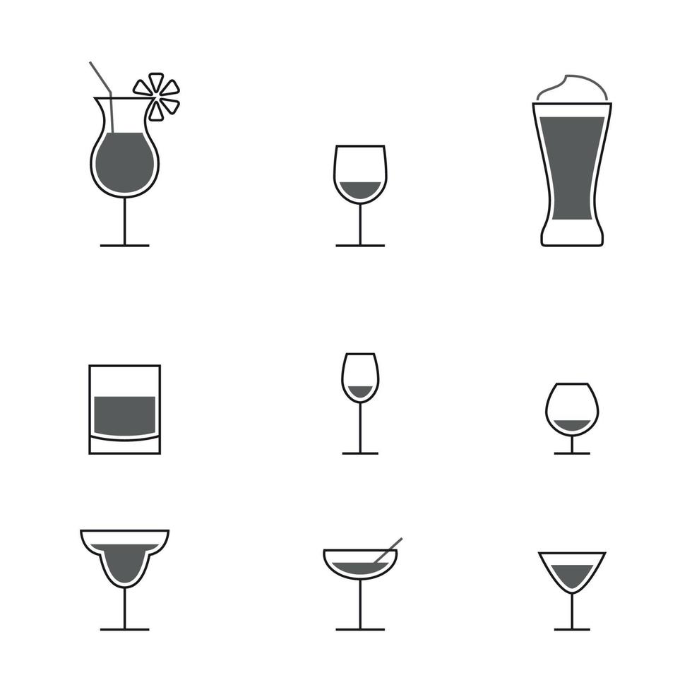 conjunto de iconos sobre un tema de bebidas alcohólicas vector