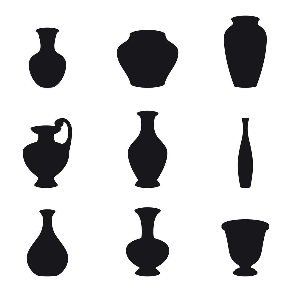 conjunto de iconos en jarrones temáticos vector