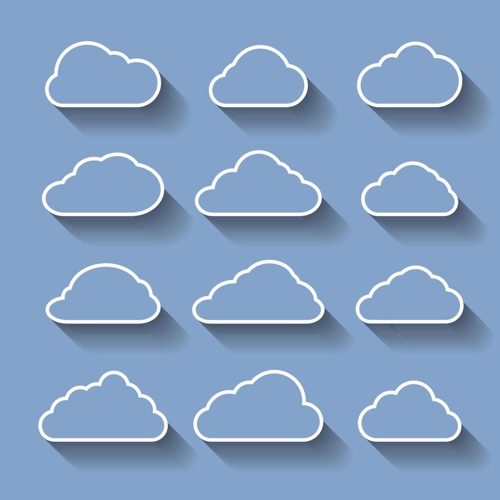 Set of icons on a theme Clouds with shadow vector