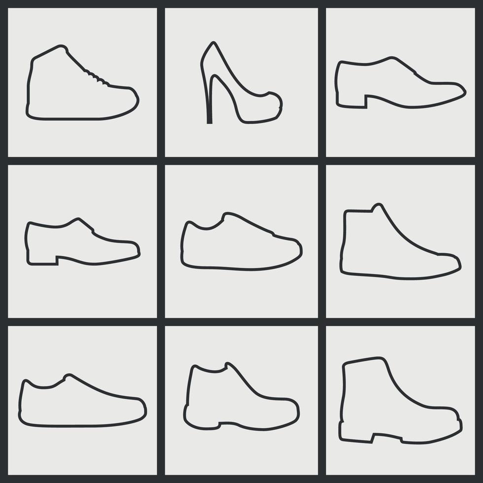 conjunto de iconos en un tema zapatos vector