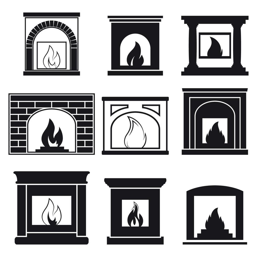 Set of icons on a theme Fireplaces vector
