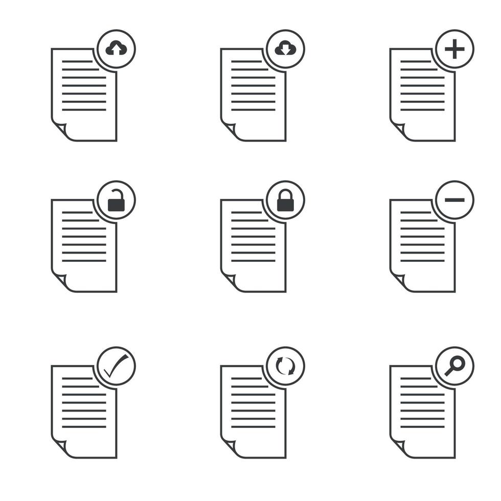 Set of isolated icons on a theme documents vector