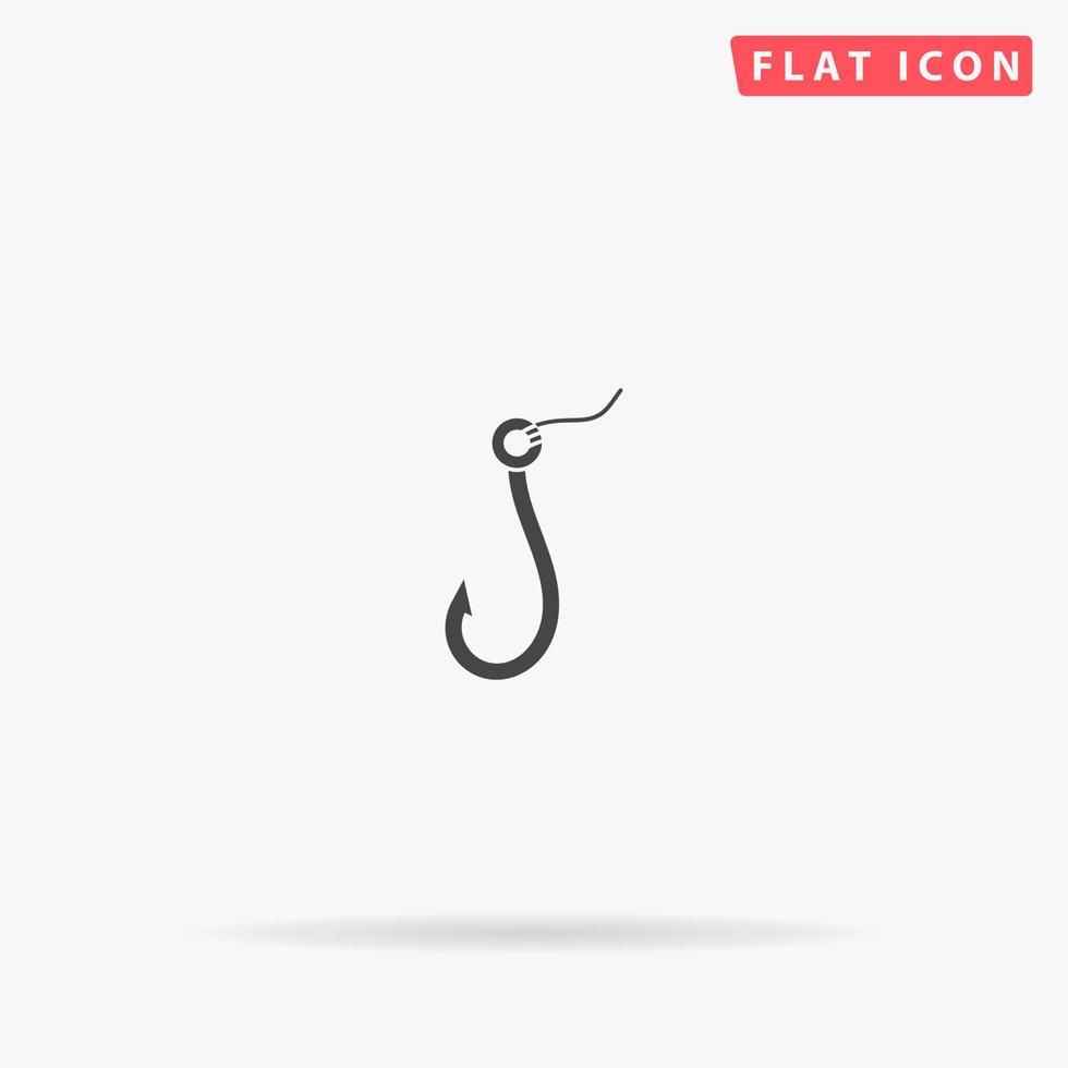 Fishing Hook flat vector icon. Glyph style sign. Simple hand drawn illustrations symbol for concept infographics, designs projects, UI and UX, website or mobile application.