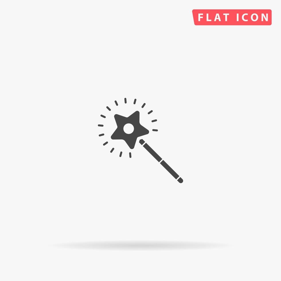 Magic Wand flat vector icon. Glyph style sign. Simple hand drawn illustrations symbol for concept infographics, designs projects, UI and UX, website or mobile application.