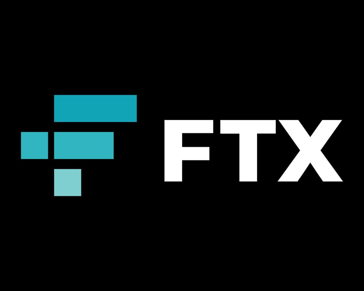 token ftx: el colapso del intercambio de cifrado. ftt símbolo logotipo de criptomoneda con texto. icono de moneda aislado sobre fondo negro. ilustración vectorial vector