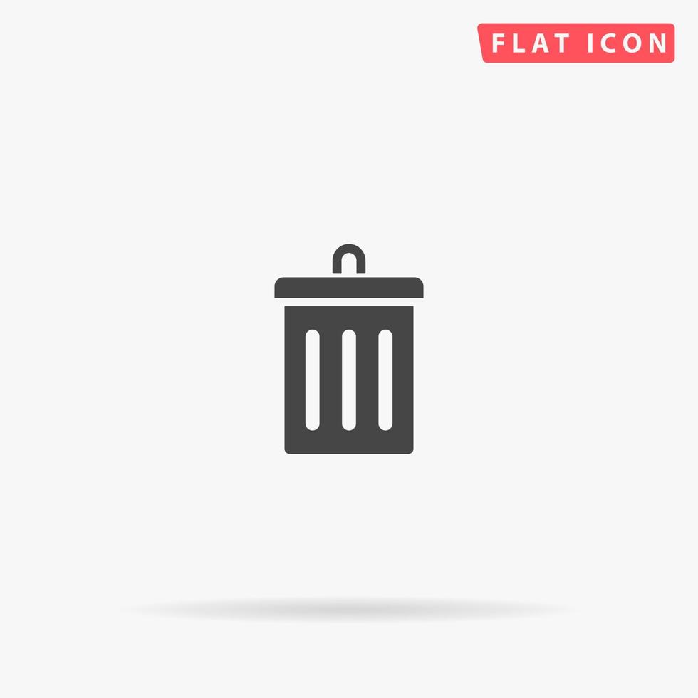 Trashcan flat vector icon. Glyph style sign. Simple hand drawn illustrations symbol for concept infographics, designs projects, UI and UX, website or mobile application.